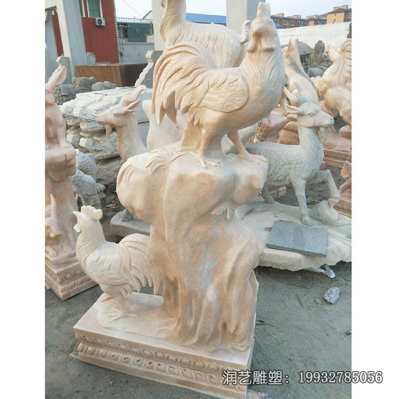 广场鸡动物石雕 广场鸡动物石雕
