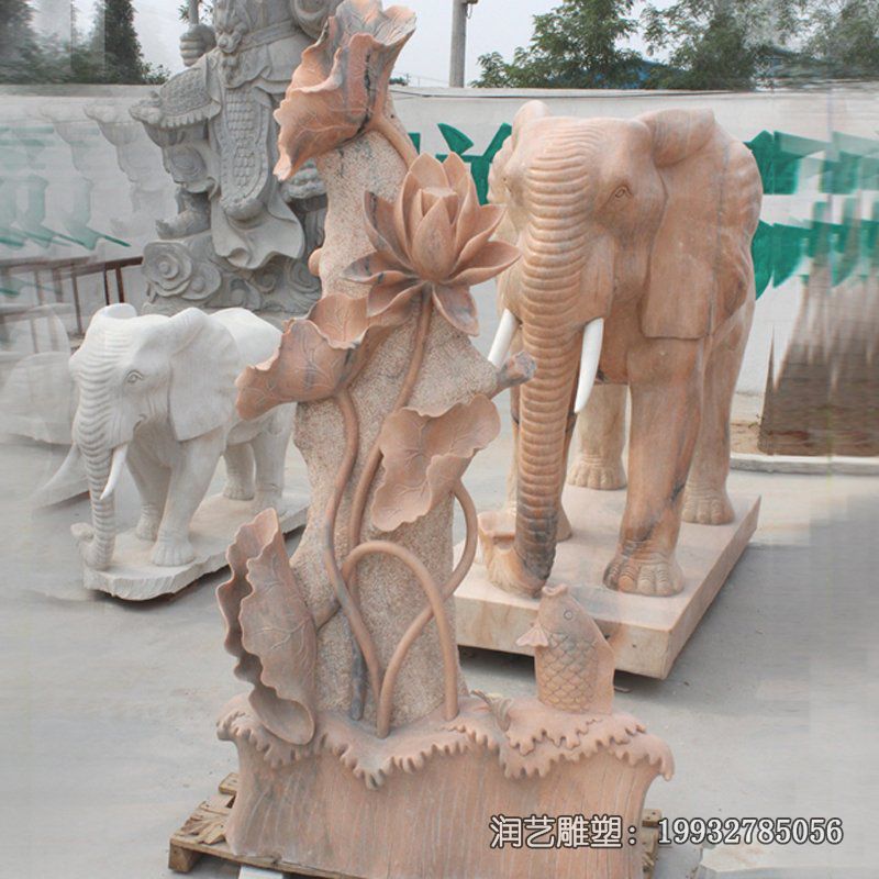 商场荷花石雕 商场荷花石雕