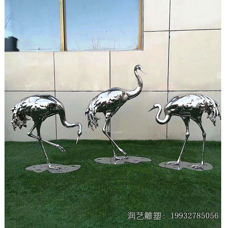 城市不锈钢仙鹤雕塑 城市不锈钢仙鹤雕塑