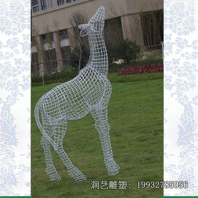 企业不锈钢长颈鹿雕塑 企业不锈钢长颈鹿雕塑