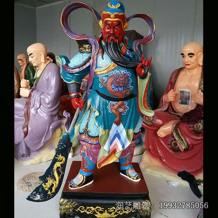 广场玻璃钢关公雕塑 广场玻璃钢关公雕塑