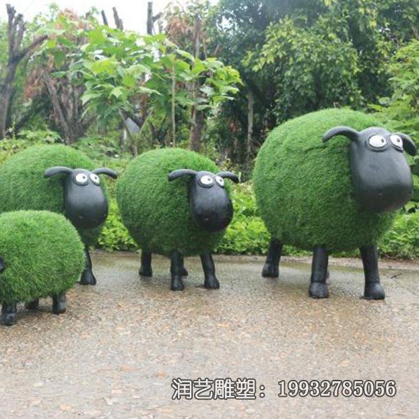 公园玻璃钢羊动物雕塑 公园玻璃钢羊动物雕塑