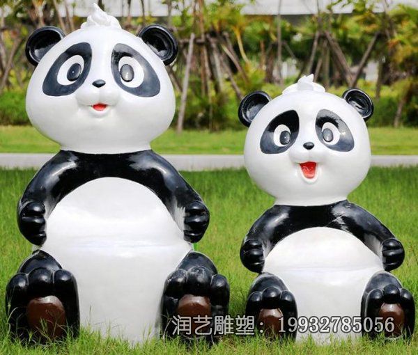 商场玻璃钢熊猫雕塑 商场玻璃钢熊猫雕塑