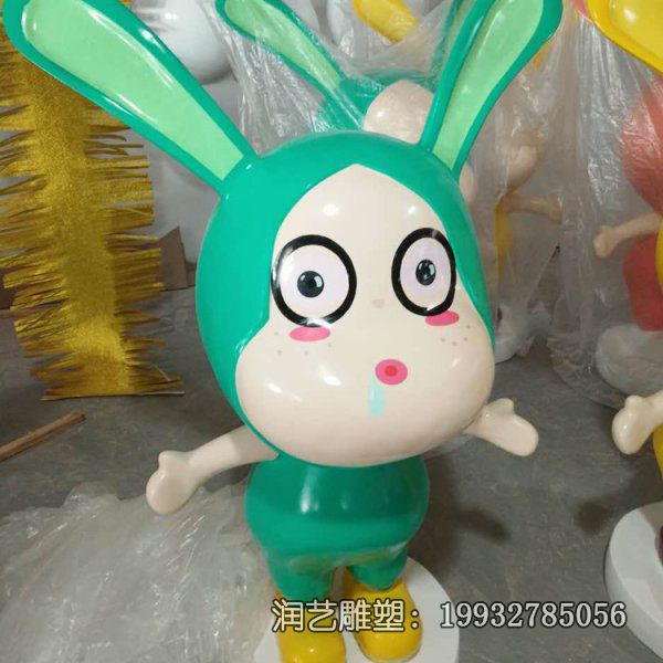 小区玻璃钢兔子卡通雕塑 小区玻璃钢兔子卡通雕塑
