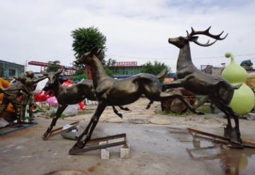 景区小鹿动物铜雕