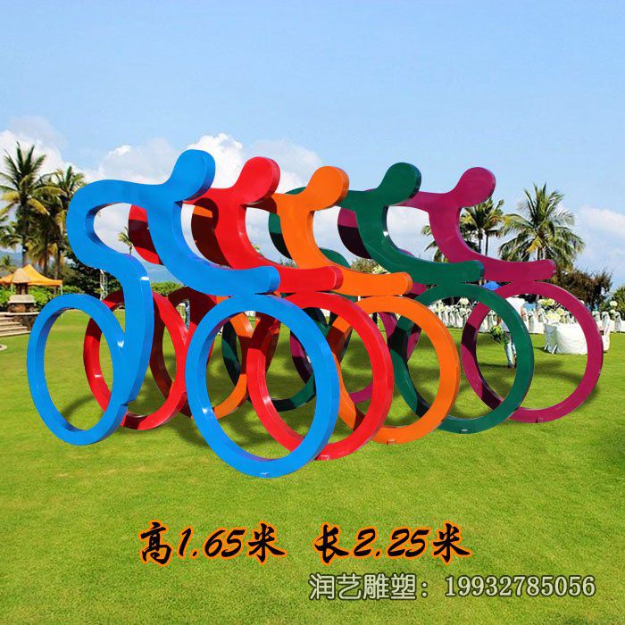 商业街不锈钢骑车雕塑 商业街不锈钢骑车雕塑