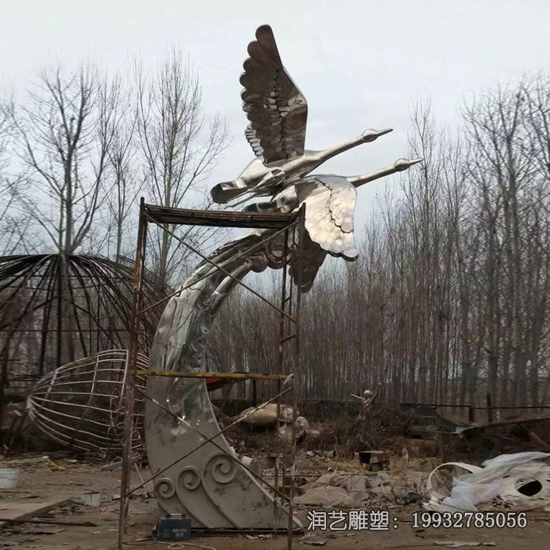 游乐场不锈钢仙鹤雕塑 游乐场不锈钢仙鹤雕塑