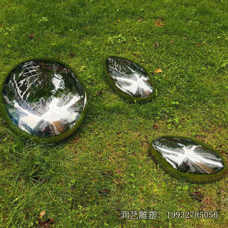 草坪不锈钢鹅卵石雕塑 草坪不锈钢鹅卵石雕塑