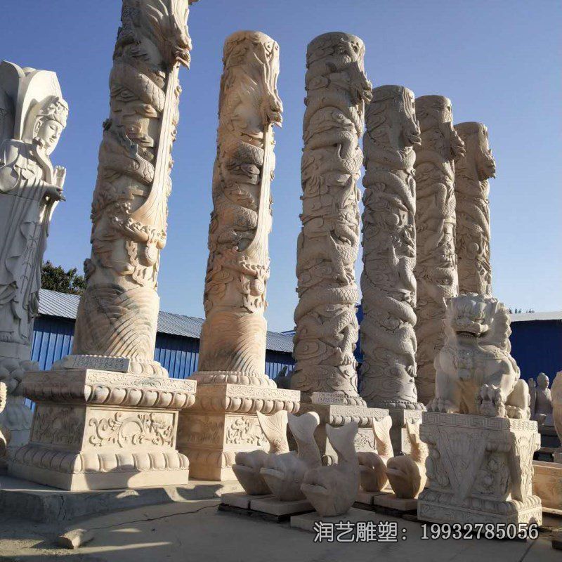 企业龙柱景观石雕 企业龙柱景观石雕