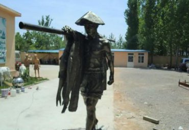 小区鱼文化人物铜雕