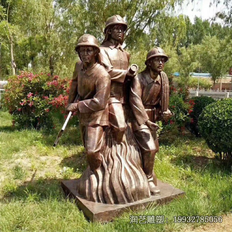 商场消防人物铜雕 商场消防人物铜雕