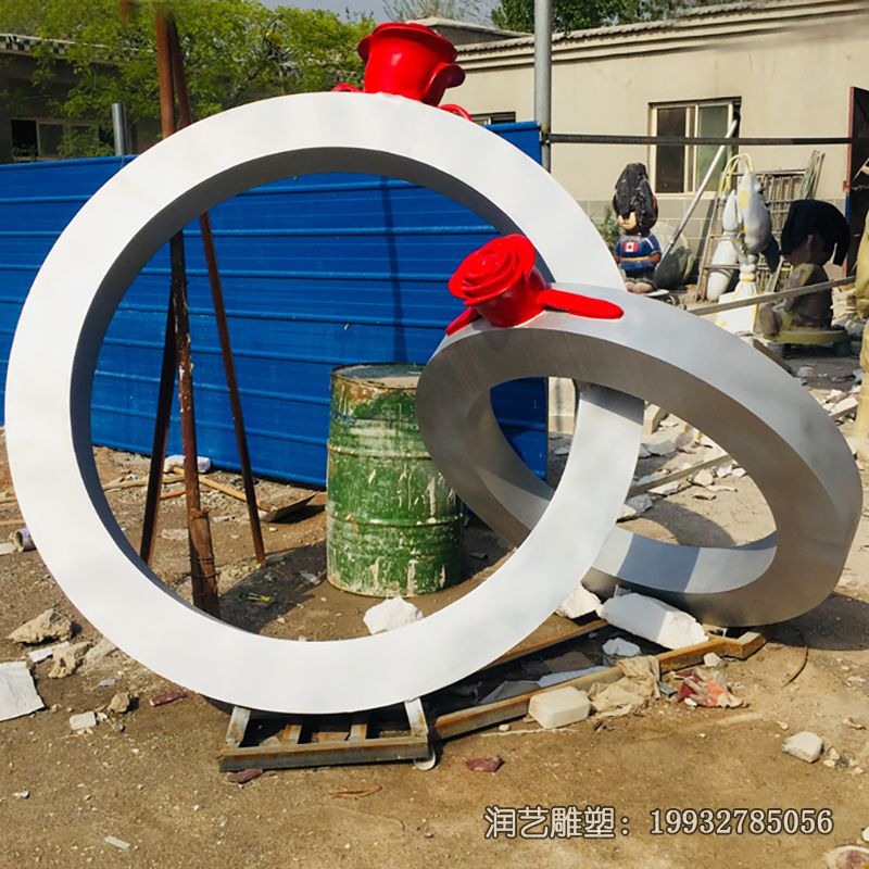 小区不锈钢戒指雕塑 小区不锈钢戒指雕塑