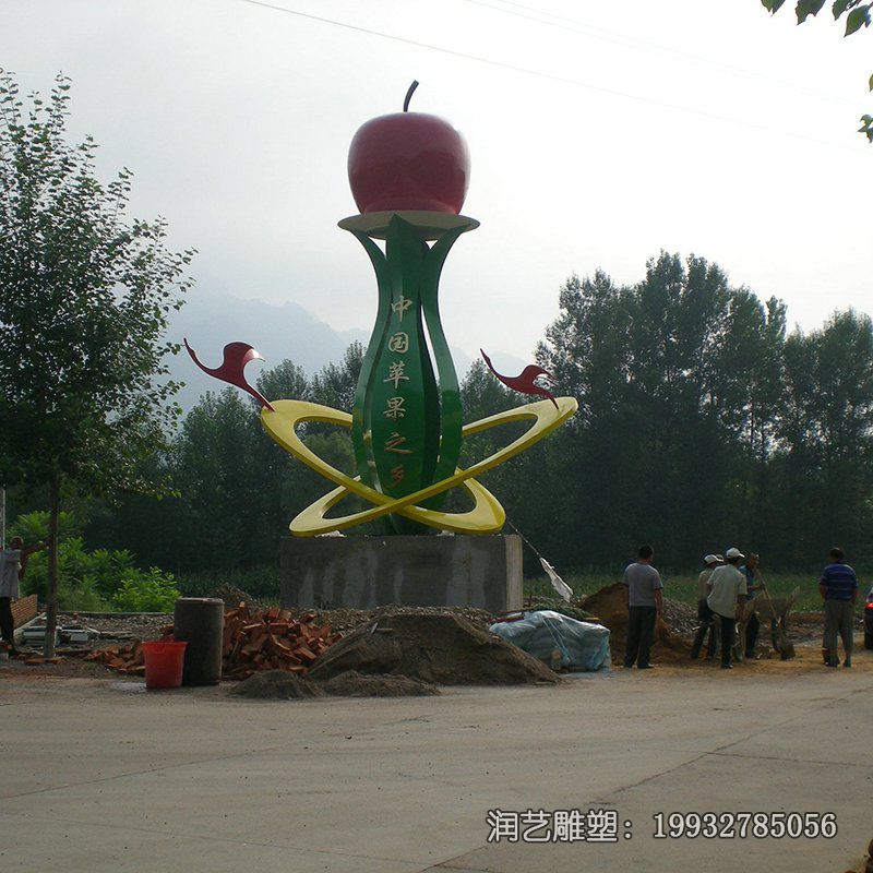 广场不锈钢苹果雕塑 广场不锈钢苹果雕塑
