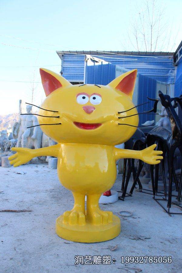 草坪玻璃钢猫雕塑 草坪玻璃钢猫雕塑