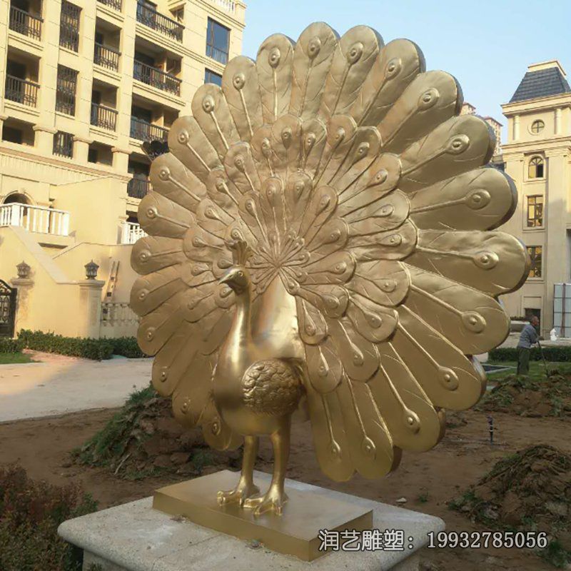 小区孔雀动物铜雕 小区孔雀动物铜雕