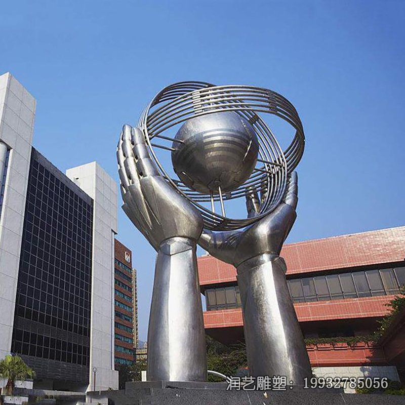 商业街不锈钢手雕塑 商业街不锈钢手雕塑