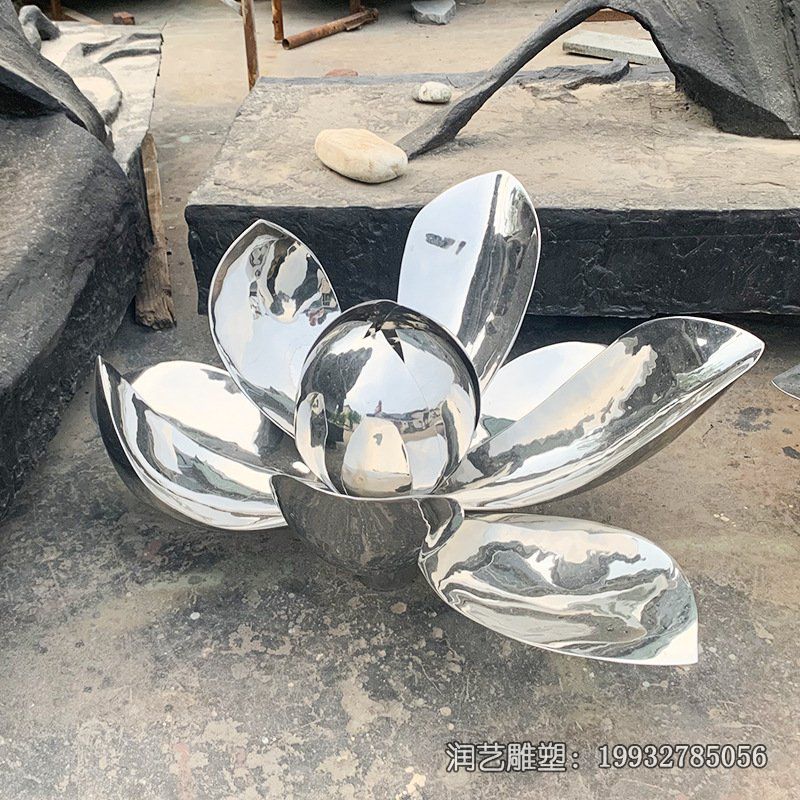 游乐场不锈钢荷花雕塑 游乐场不锈钢荷花雕塑