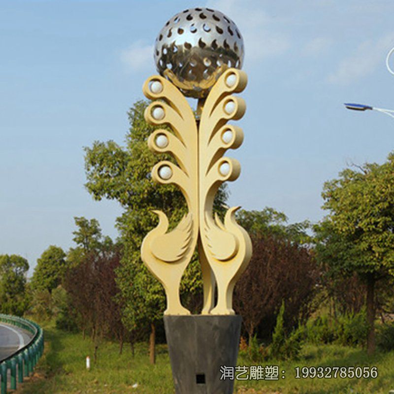 城市不锈钢镂空球景观雕塑