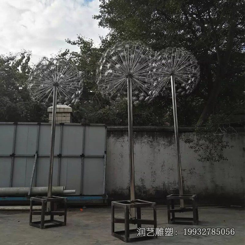 草坪不锈钢蒲公英雕塑 草坪不锈钢蒲公英雕塑