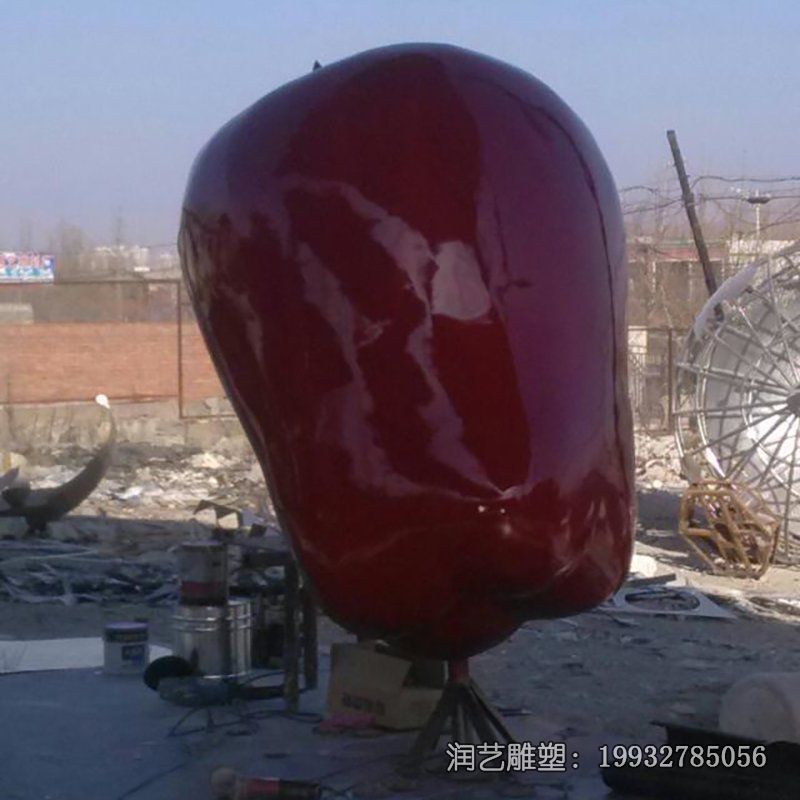 草坪不锈钢苹果雕塑 草坪不锈钢苹果雕塑