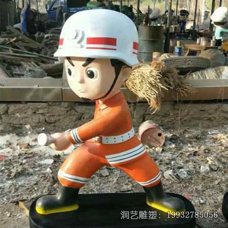 医院玻璃钢消防员雕塑 医院玻璃钢消防员雕塑