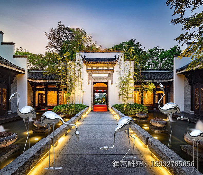 游乐场不锈钢火烈鸟雕塑 游乐场不锈钢火烈鸟雕塑