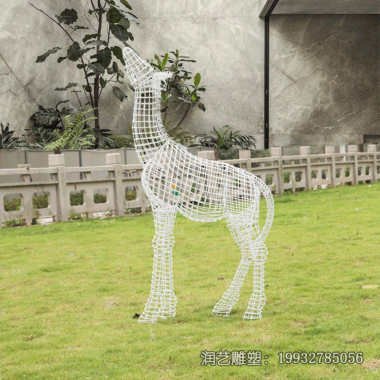 广场不锈钢长颈鹿雕塑 广场不锈钢长颈鹿雕塑