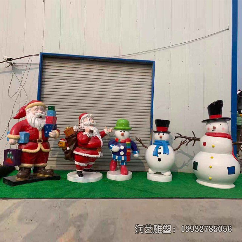 商场玻璃钢雪人雕塑 商场玻璃钢雪人雕塑