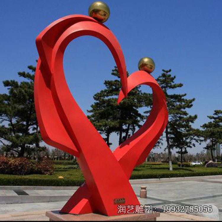 企业不锈钢爱心景观雕塑 企业不锈钢爱心景观雕塑