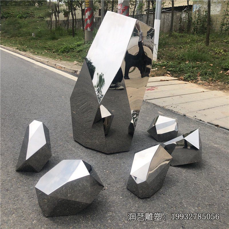 企业不锈钢石头景观雕塑 企业不锈钢石头景观雕塑