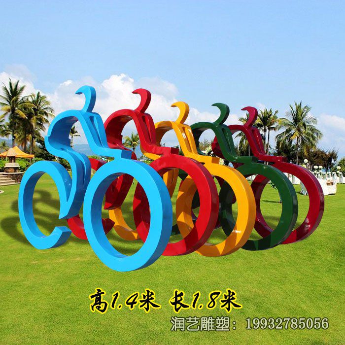 草坪不锈钢骑车雕塑 草坪不锈钢骑车雕塑
