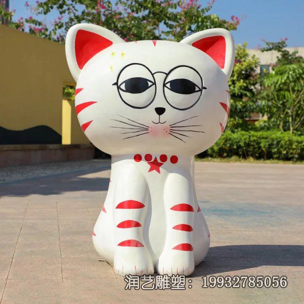 企业玻璃钢猫动物雕塑 企业玻璃钢猫动物雕塑