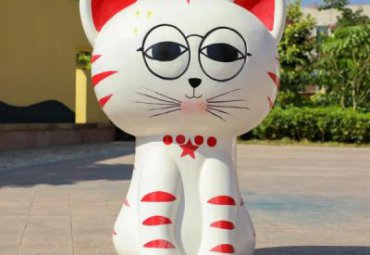 企业玻璃钢猫动物雕塑