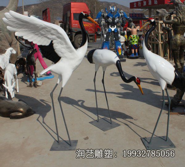 景区玻璃钢仙鹤动物雕塑 景区玻璃钢仙鹤动物雕塑