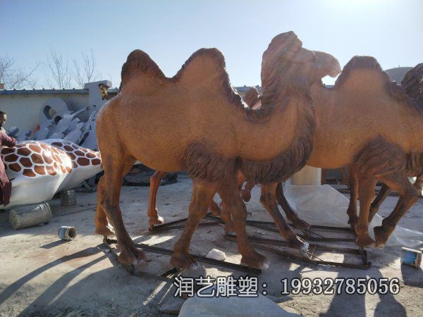 公园玻璃钢骆驼动物雕塑 公园玻璃钢骆驼动物雕塑