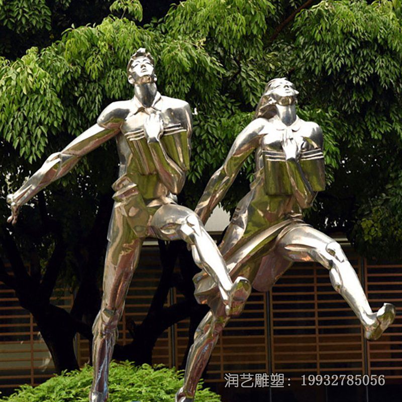 游乐场不锈钢跑步雕塑 游乐场不锈钢跑步雕塑