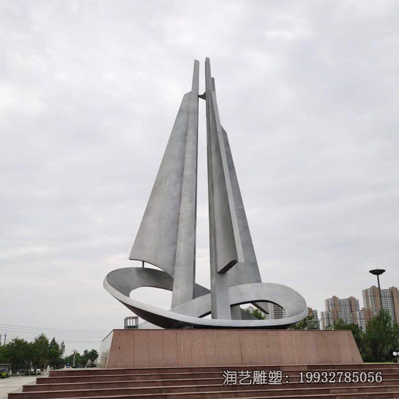 游乐场不锈钢船雕塑 游乐场不锈钢船雕塑