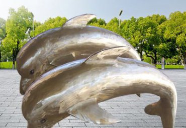 广场不锈钢海豚雕塑