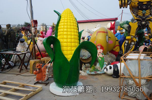 草坪玻璃钢玉米雕塑 草坪玻璃钢玉米雕塑