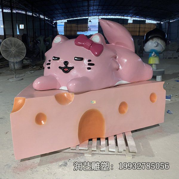 游乐场玻璃钢猫雕塑 游乐场玻璃钢猫雕塑