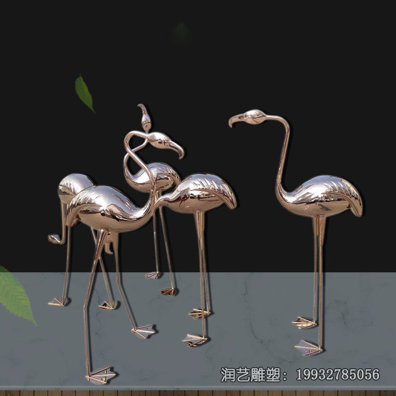 商业街不锈钢火烈鸟雕塑 商业街不锈钢火烈鸟雕塑