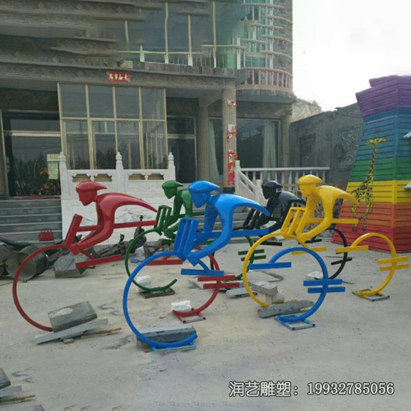 广场不锈钢骑车雕塑 广场不锈钢骑车雕塑