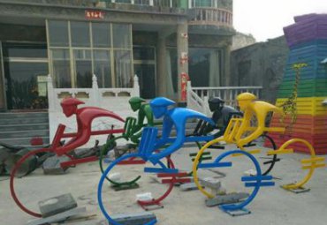广场不锈钢骑车雕塑