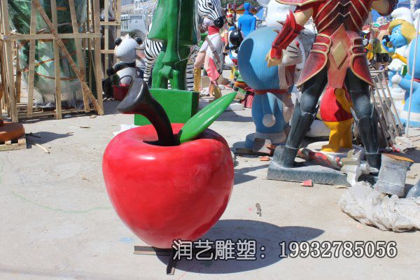 游乐场玻璃钢苹果雕塑 游乐场玻璃钢苹果雕塑