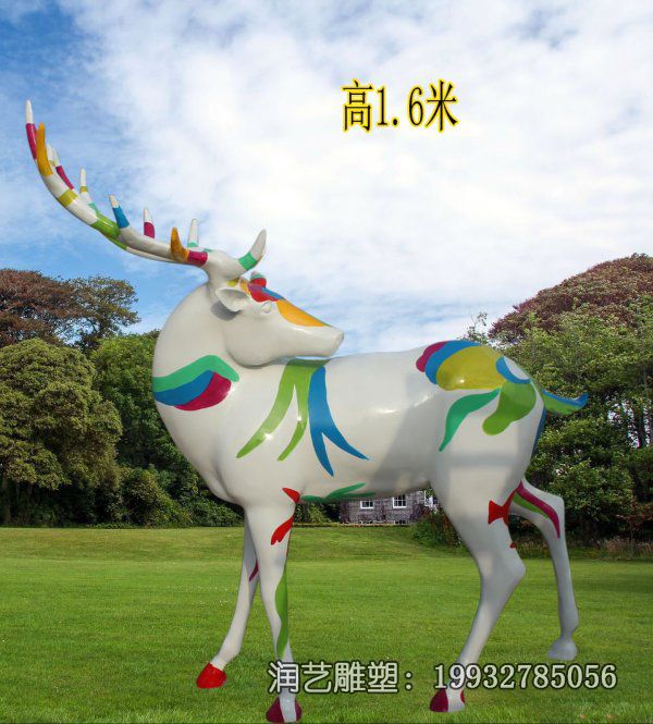 草坪玻璃钢鹿雕塑 草坪玻璃钢鹿雕塑