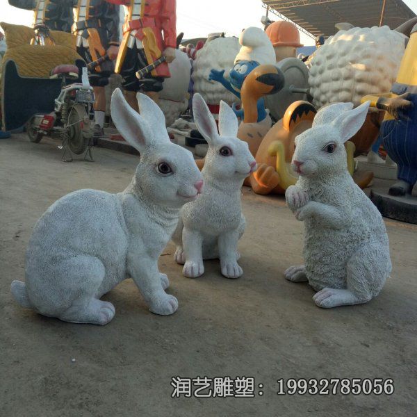 企业玻璃钢兔子动物雕塑 企业玻璃钢兔子动物雕塑