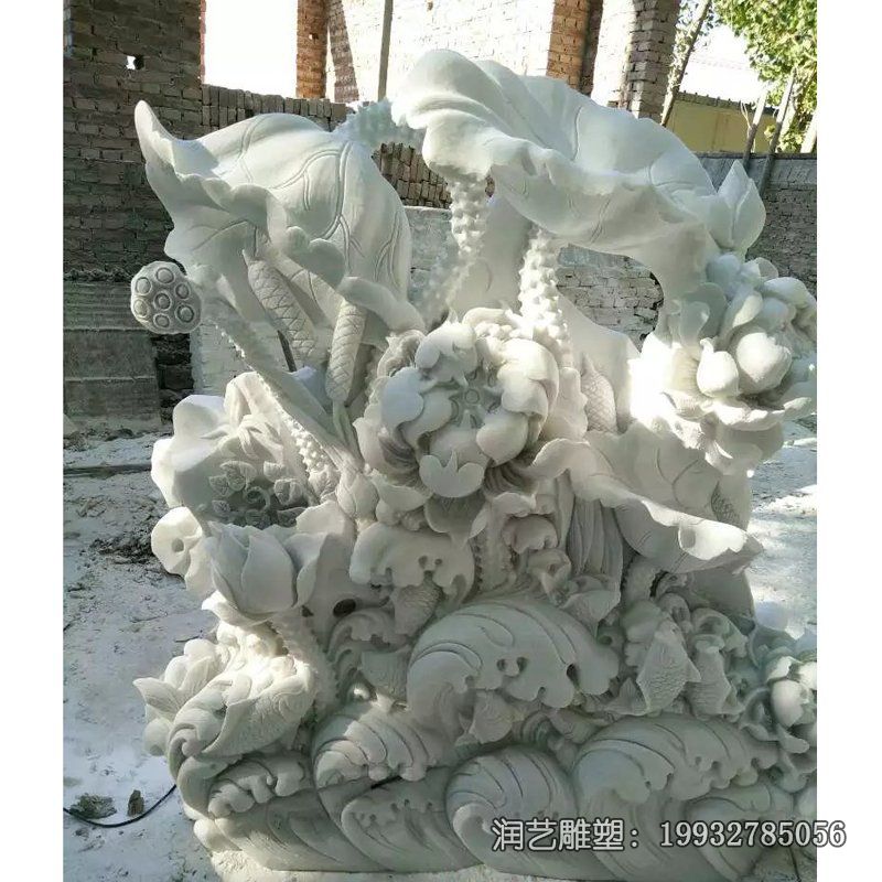 商业街荷花景观石雕 商业街荷花景观石雕