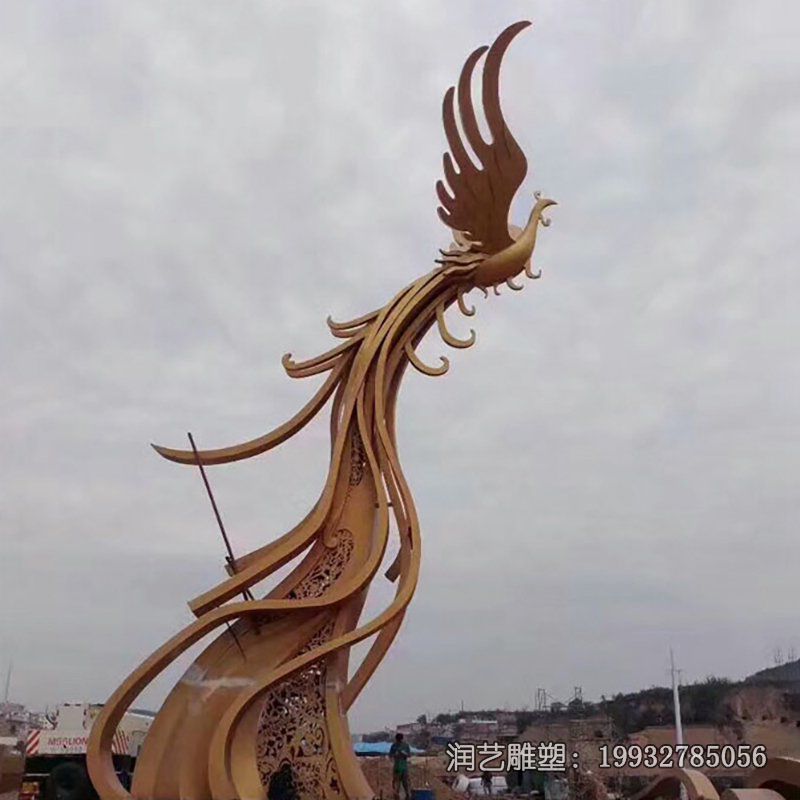 草坪不锈钢凤凰雕塑 草坪不锈钢凤凰雕塑