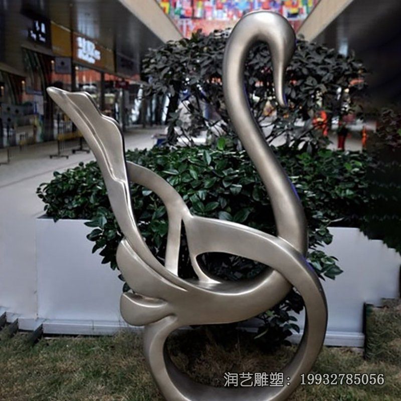 公园不锈钢天鹅动物雕塑 公园不锈钢天鹅动物雕塑