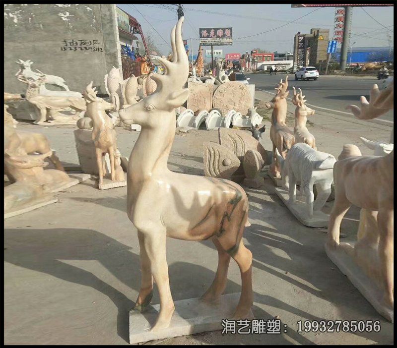 商场鹿动物石雕 商场鹿动物石雕